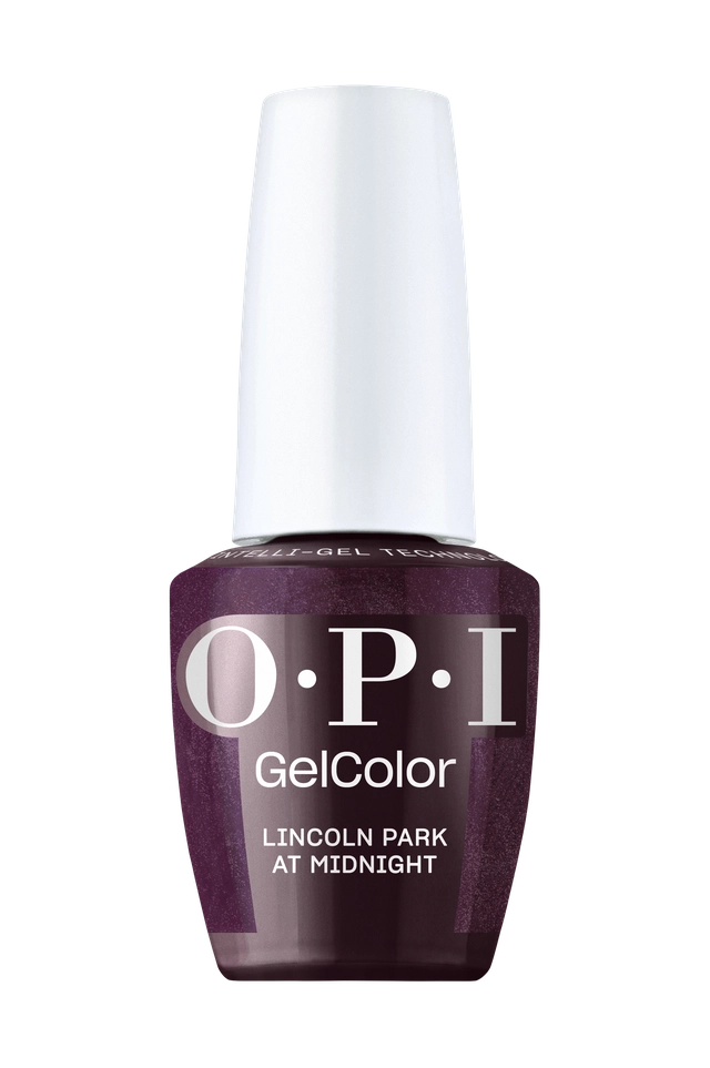 OPI GelColor Lincoln Park at Midnight near black purple gel polish bottle F046