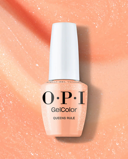 OPI GelColor Queens Rule S066 peach shimmer gel polish bottle
