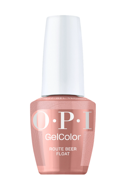 OPI GelColor Route Beer Float caramel brown shimmer gel polish bottle F043
