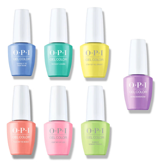 OPI GelColor Summer 2026 seven bottle bundle flatlay professional
