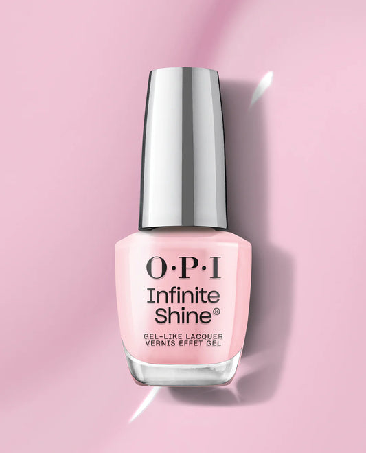 OPI Infinite Shine - It’s A Girl #H39 - CM Nails & Beauty Supply OPI Infinite Shine It's A Girl nail polish bottle on a pink background