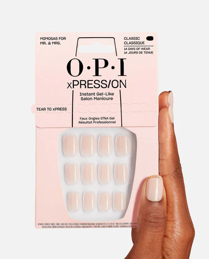 Short OPI press on nails Mimosas for Mr. and Mrs. reusable nail kit
