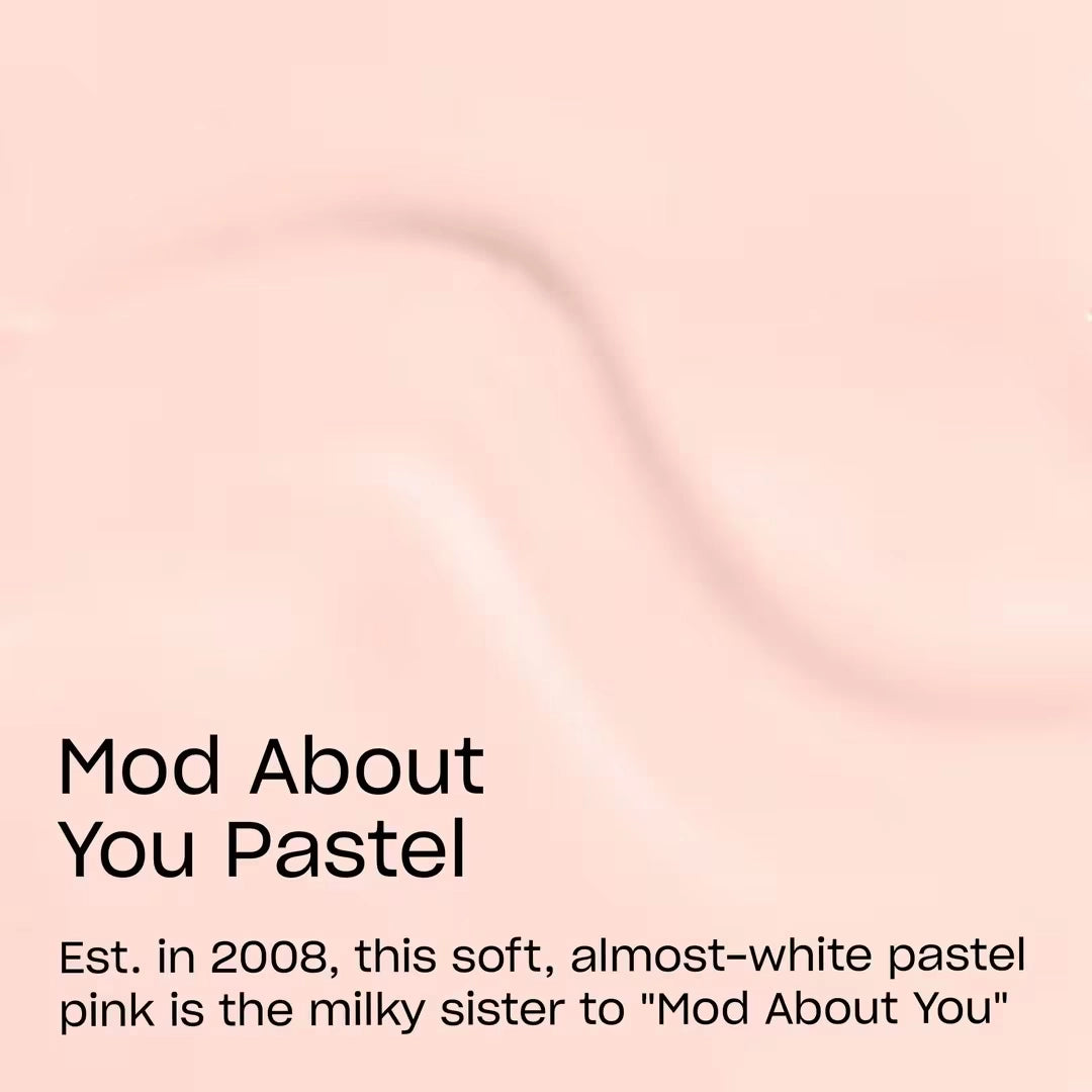Swatch of OPI Mod About You Pastel milky pink gel polish on nails

