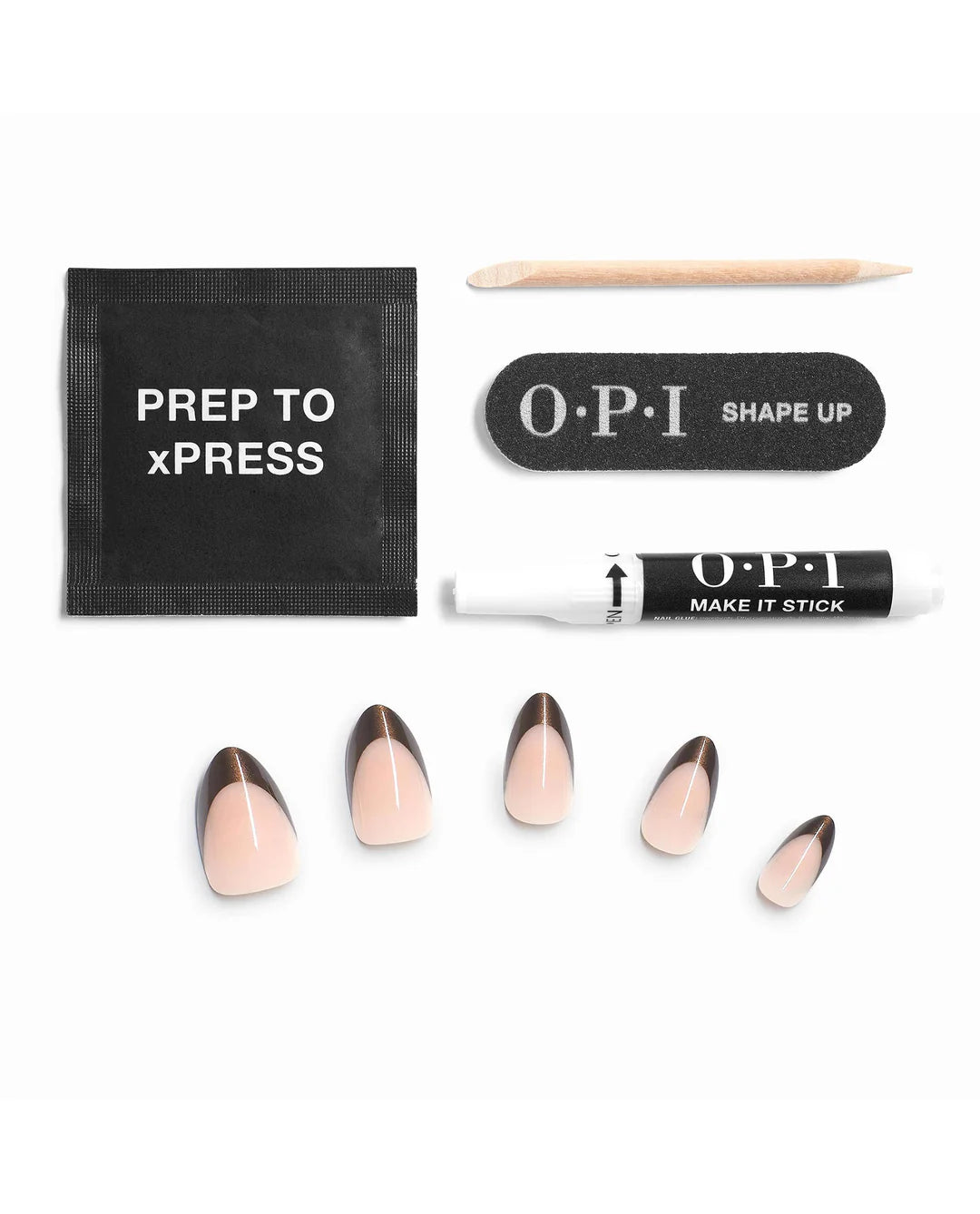 Brown glitter french tip press on nails for salon quality manicures