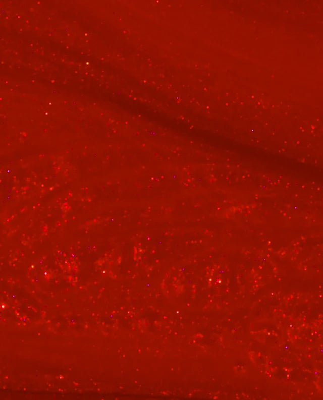 Close up of OPI Gimme a Lido Kiss V30 red shimmer gel polish color