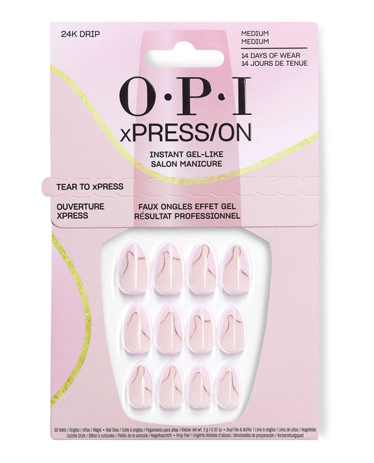 OPI xPRESS ON 24K Drip medium almond press on nails