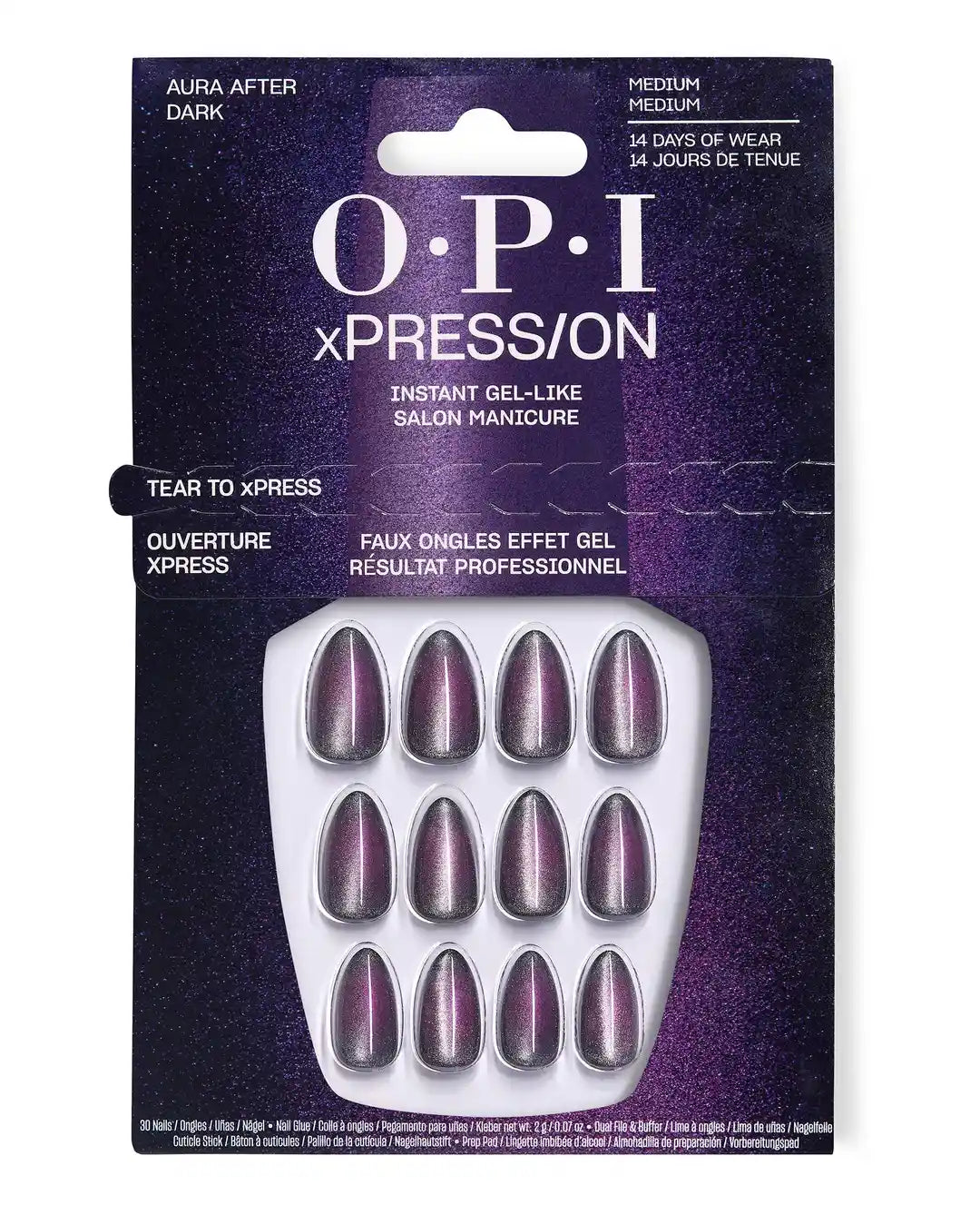 OPI xPRESS/ON Aura After Dark press on nail kit with glue file and accessories