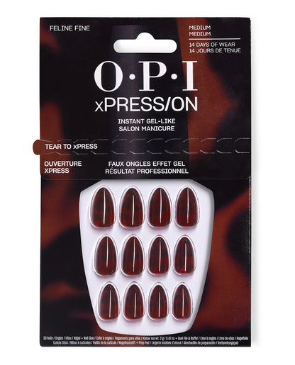 OPI xPRESS/ON Feline Fine animal print medium almond press on nails manicure