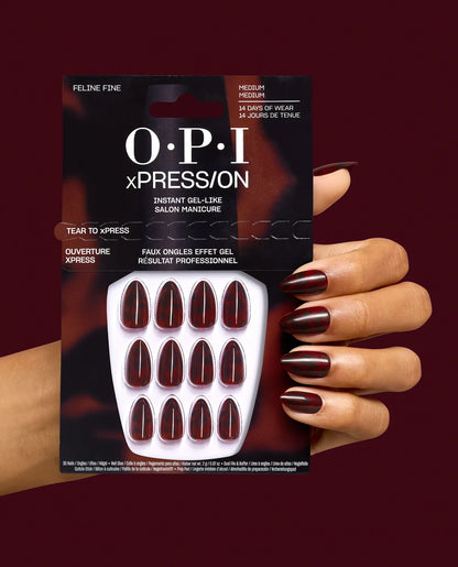 OPI xPRESS/ON Feline Fine animal print medium almond press on nails manicure