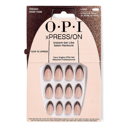 OPI xPRESS/ON French Mani-tude press on nails in sparkly brown french manicure