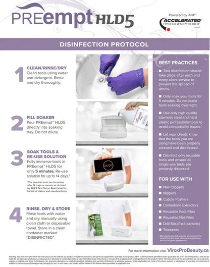 PREempt HLD5 chemical sterilant disinfectant professional high level disinfectant for nail salon implements and equipment