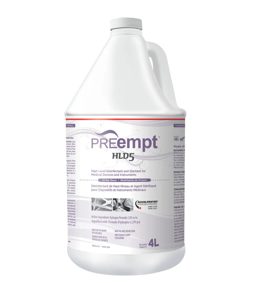 PREempt HLD5 chemical sterilant disinfectant 1 gallon high level disinfectant for professional nail and beauty tools