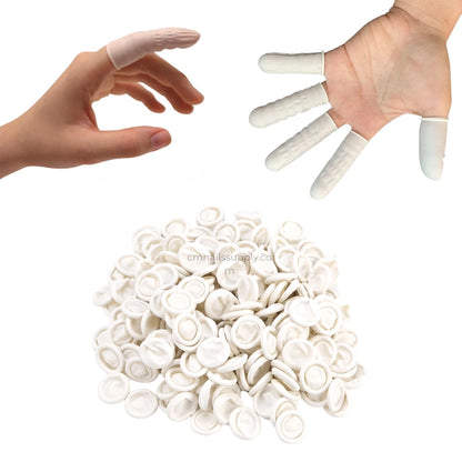 nail technician finger cots rubber on white background