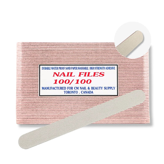 Professional round nail file white and pink 100/100 grit for acrylic and gel nails bulk package