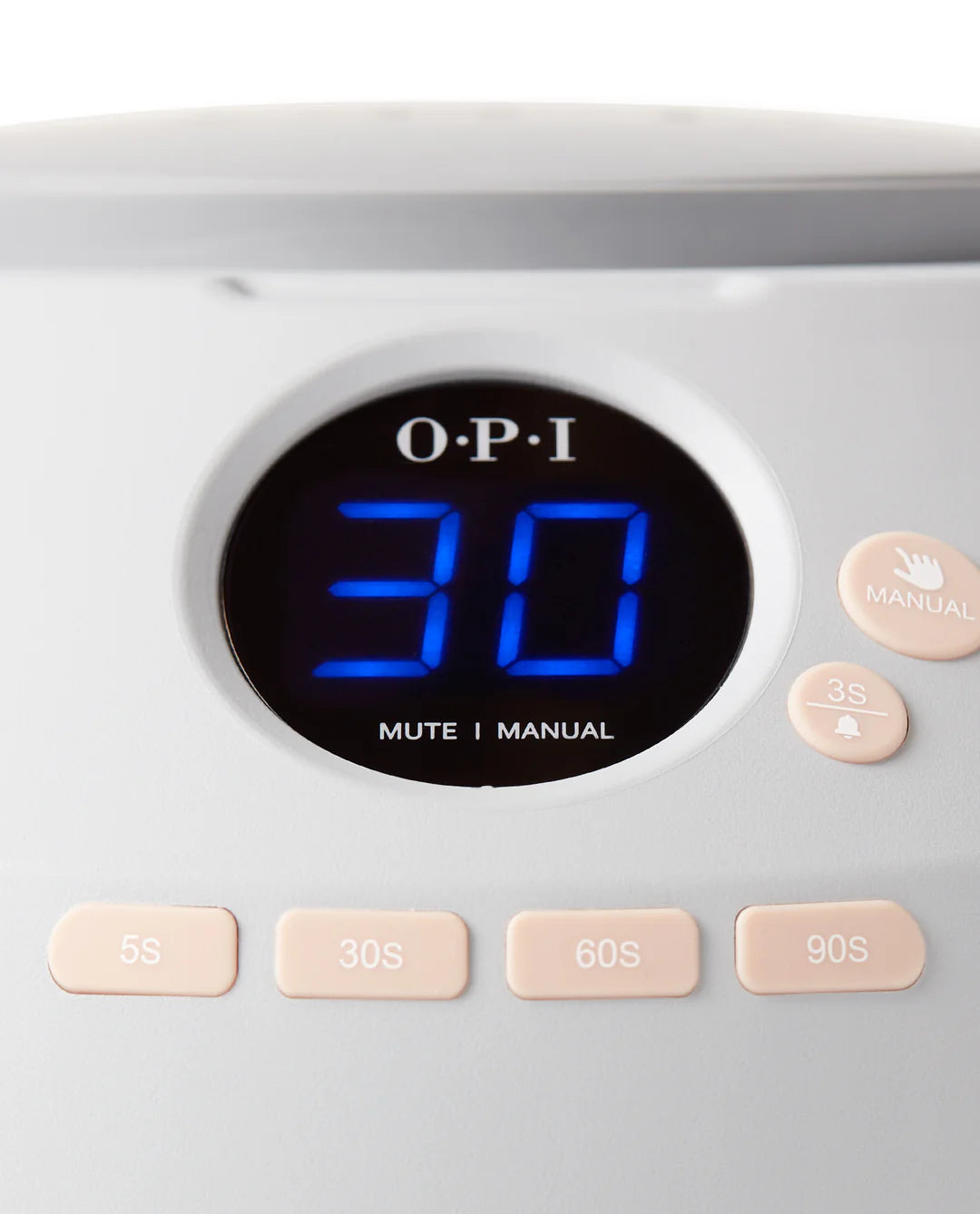 OPI nail lamp with digital display and control buttons