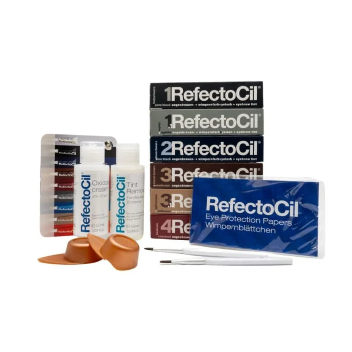 RefectoCil Oxidant 3% Cream and Tint Remover bottles from the kit