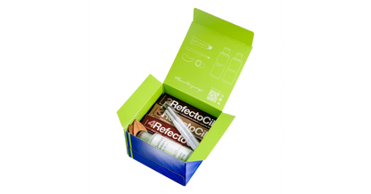 Box packaging of the RefectoCil Starter Kit Basic Colours unboxed