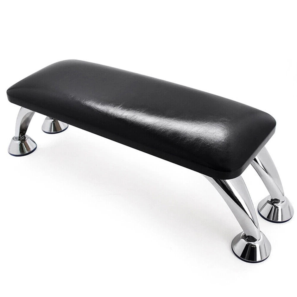 Professional Nail Hand Rest Cushion – Black Leather Manicure Arm Support with Non-Slip Rubber Base & Stainless Steel Legs - CM Nails & Beauty Supply