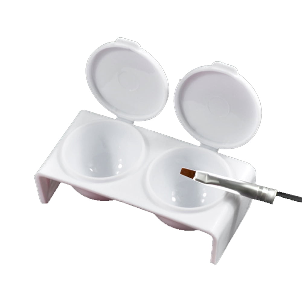 Double Nail Art Mixing Cup with Lids – Acrylic Liquid & Brush Cleaner Bowl - CM Nails & Beauty Supply