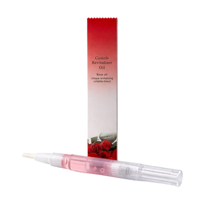 Rose oil cuticle pen for deep nail surface hydration and protection.