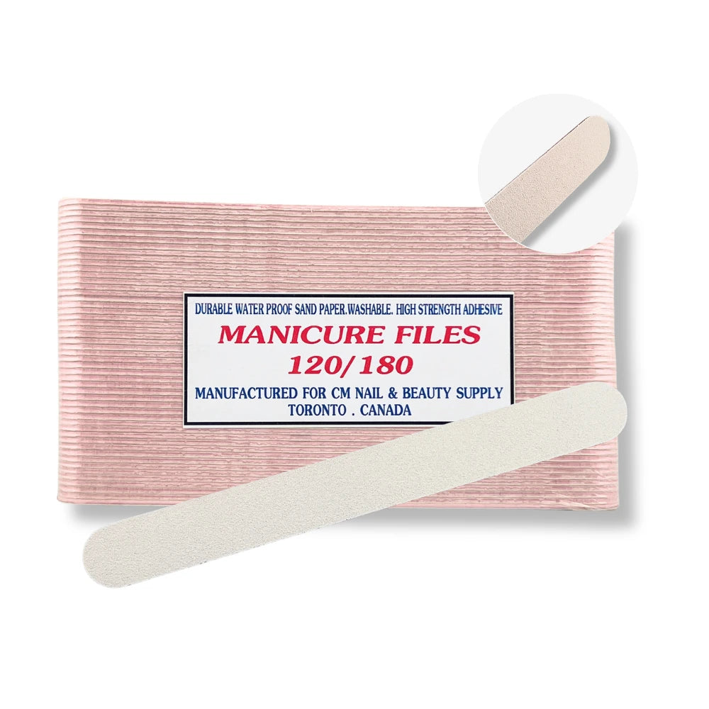Round nail file white and pink 120/190 grit for shaping acrylic and gel nails