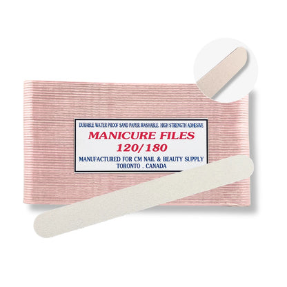 Round nail file white and pink 120/190 grit for shaping acrylic and gel nails