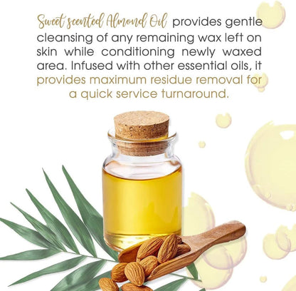 Satin Release removing wax strip residue from skin after hair removal