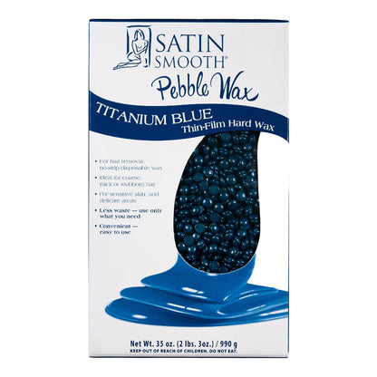 Satin Smooth Titanium Blue hard wax beads for professional hair removal in Canada