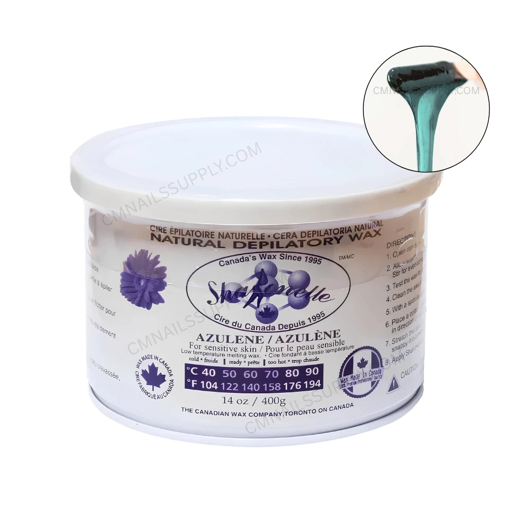 Sharonelle Natural Soft Wax Azulene 14 oz hair removal wax can made in Canada