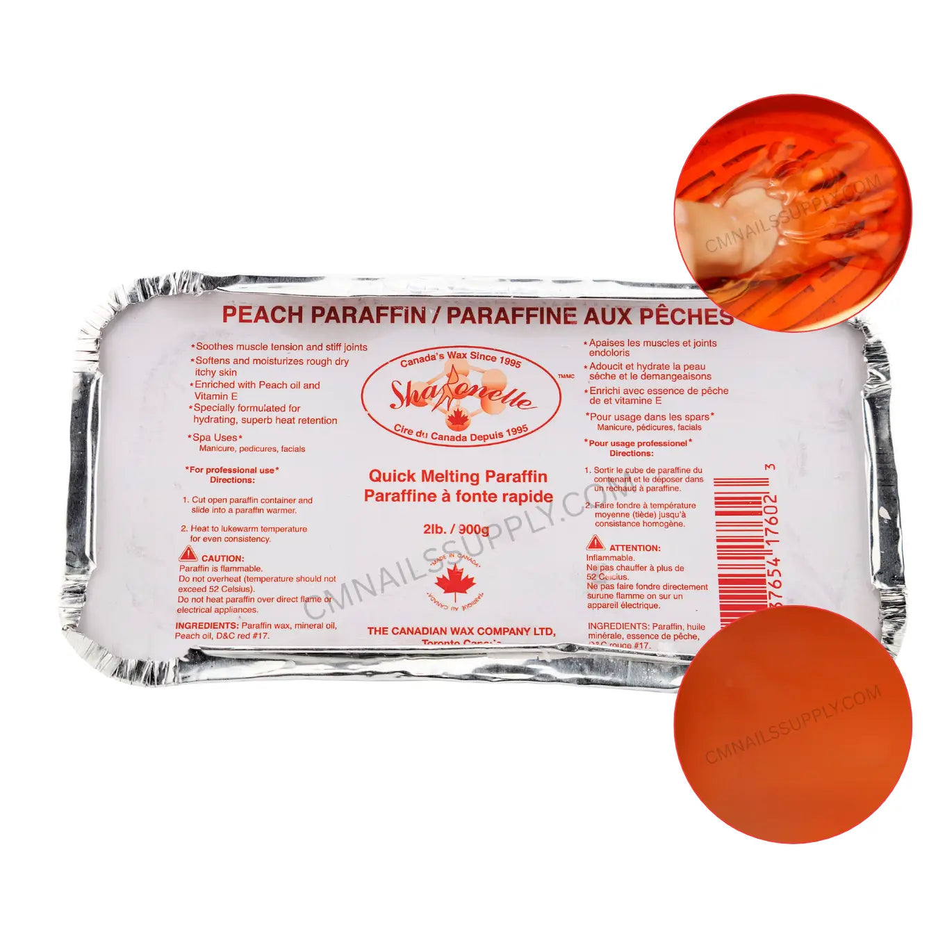 Sharonelle Peach Paraffin Wax 2 lbs container