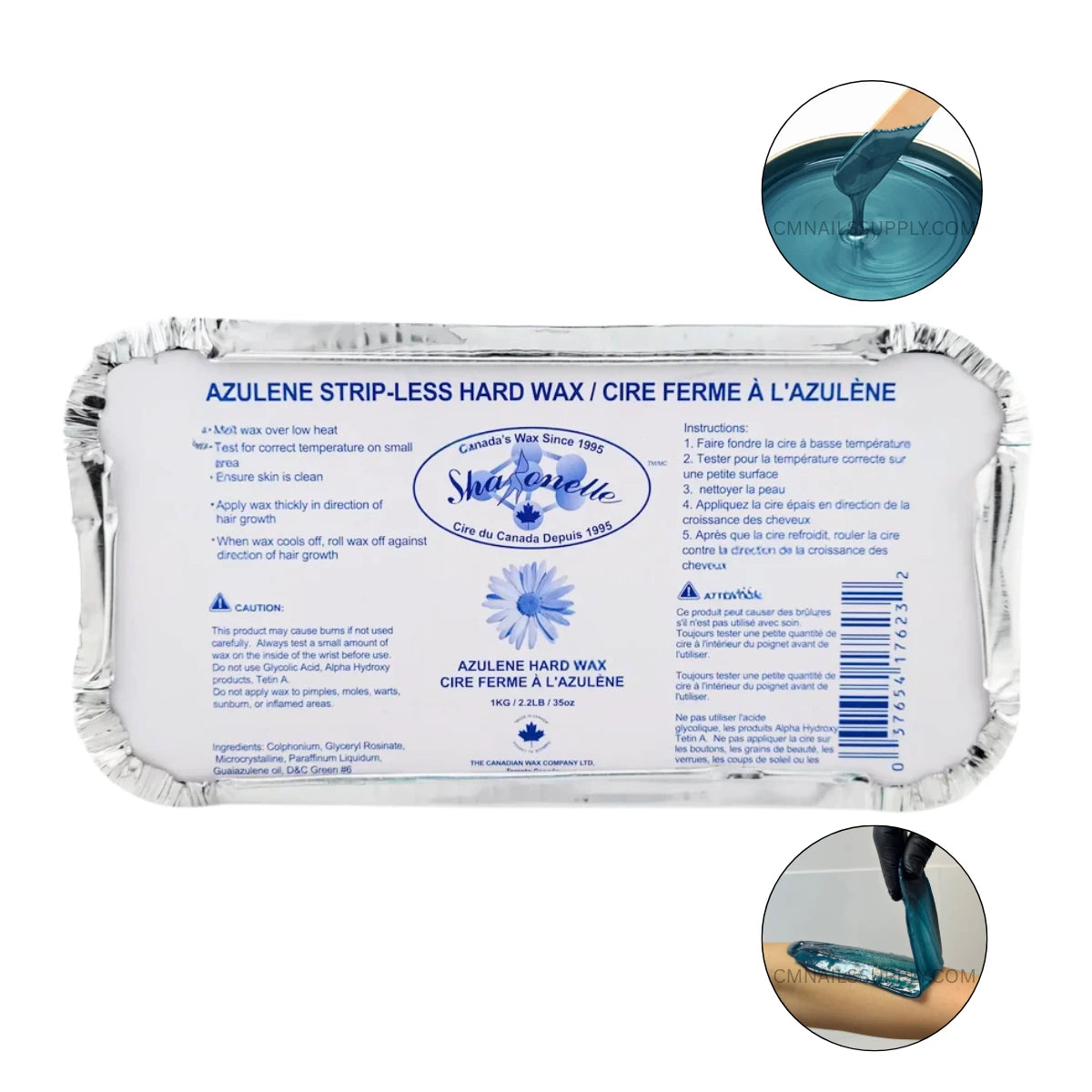 Sharonelle Stripless Hard Wax Azulene 2.2lbs 1 kg container
