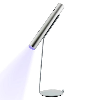 Portable Mini LED Nail Lamp Silver – Rechargeable Handheld Gel Nail Dryer with Magnetic Stand - CM Nails & Beauty Supply
