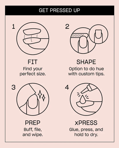 Step-by-step guide for a hair pressing process on a pink background
