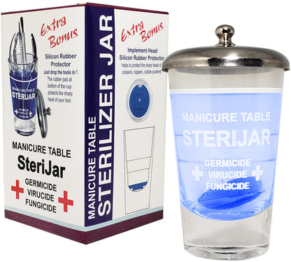 Berkeley Glass Sterilizer Jar with Lid – 4oz Disinfectant Container - CM Nails & Beauty Supply