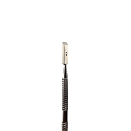 Stainless steel nail scraper for safe gel polish removal available online in Canada.