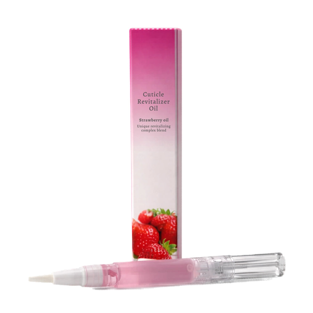 Strawberry nail oil pen for nourishing and protecting dry nail beds.