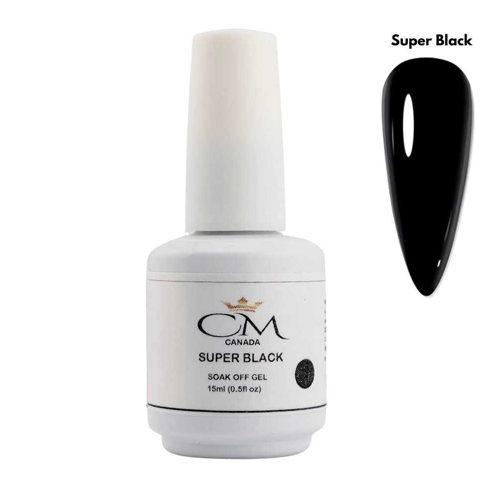 Super Black Gel Polish 15 ml – intense black gel nail polish, zero shrinkage, long-lasting 3+ weeks