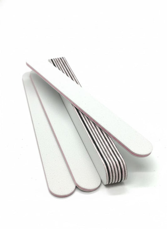 Professional Round Nail File White & Pink - 100/100 Grit