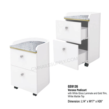 Professional pedicure trolley with marble top and storage space