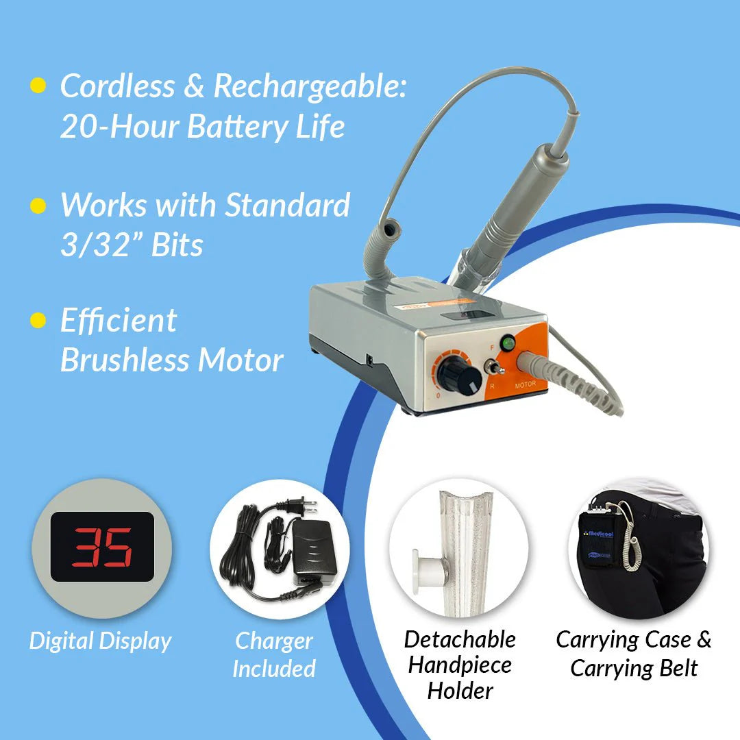 MediCool Pro Power 35K nail drill machine professional kit packaging