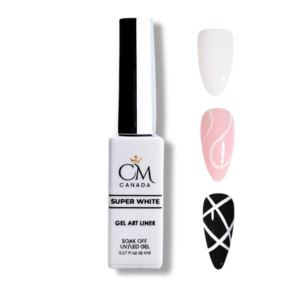 CM Canada white gel art liner bottle with precision brush for detailed nail designs