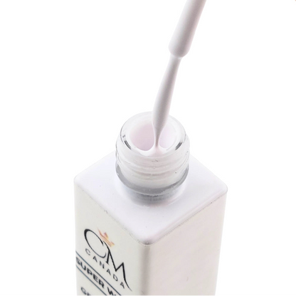 White gel liner creating precise line work on nail art design