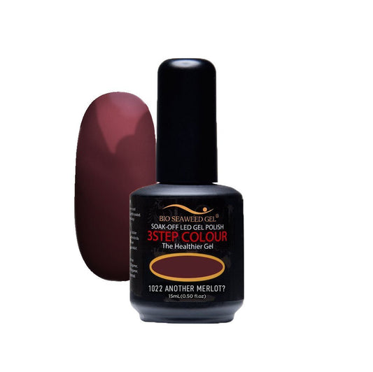 Bio Seaweed Gel 1022 Another Merlot nail polish bottle standing upright, showing the deep wine red solid finish.
