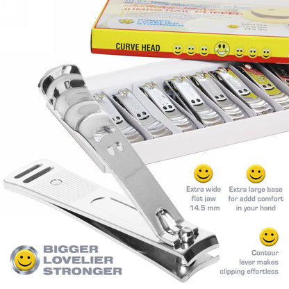 Berkeley Jumbo Smiley Nail Clipper | Curved Head Heavy-Duty Carbon Steel for Toenails - CM Nails & Beauty Supply