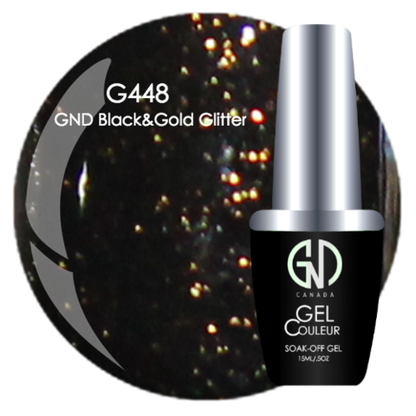 Black & Gold Glitter - #448 | GND Canada® 1-Step Gel - CM Nails & Beauty Supply