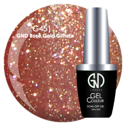 Rose Gold Glitter - #451 | GND Canada® 1-Step Gel - CM Nails & Beauty Supply