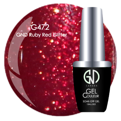 Ruby Red Glitter - #472 | GND Canada® 1-Step Gel - CM Nails & Beauty Supply
