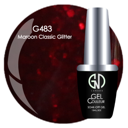 Maroon Classic Glitter - #483 | GND Canada® 1-Step Gel - CM Nails & Beauty Supply