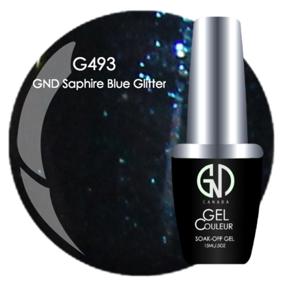 Sapphire Blue Glitter - #493 | GND Canada® 1-Step Gel - CM Nails & Beauty Supply