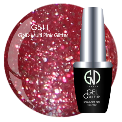 Multi Pink Glitter - #511 | GND Canada® 1-Step Gel - CM Nails & Beauty Supply